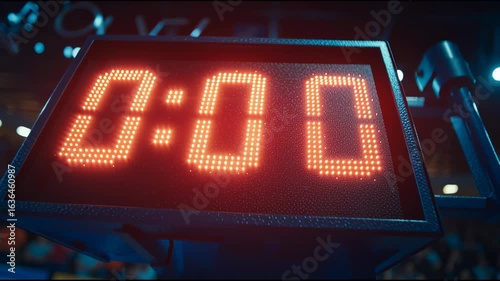 Digital Scoreboard Displaying Final Score in a Sports Arena Setting