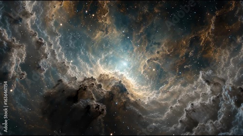 Majestic Nebula with Stars and Cosmic Clouds in Deep Space