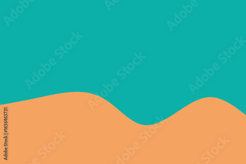 Abstract flowing waves of sand meet a calming teal blue sky creating a serene and minimalist landscape.