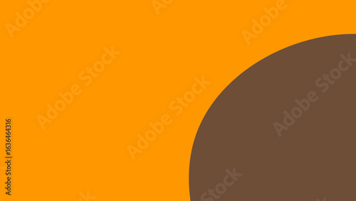 A simple abstract design featuring a large orange area with a curved brown section on the right side.