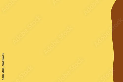 A warm yellow background with a subtle brown curved shape on the right side, creating a simple and modern design.
