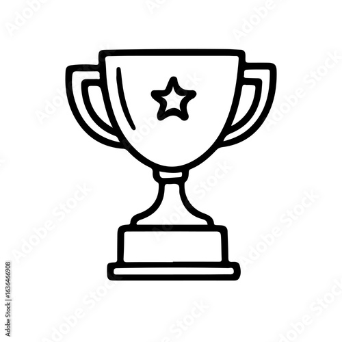 Trophy cup with star icon. Bold outline vector symbol of achievement, leadership, and success. Ideal for awards, competitions, and motivational design projects.