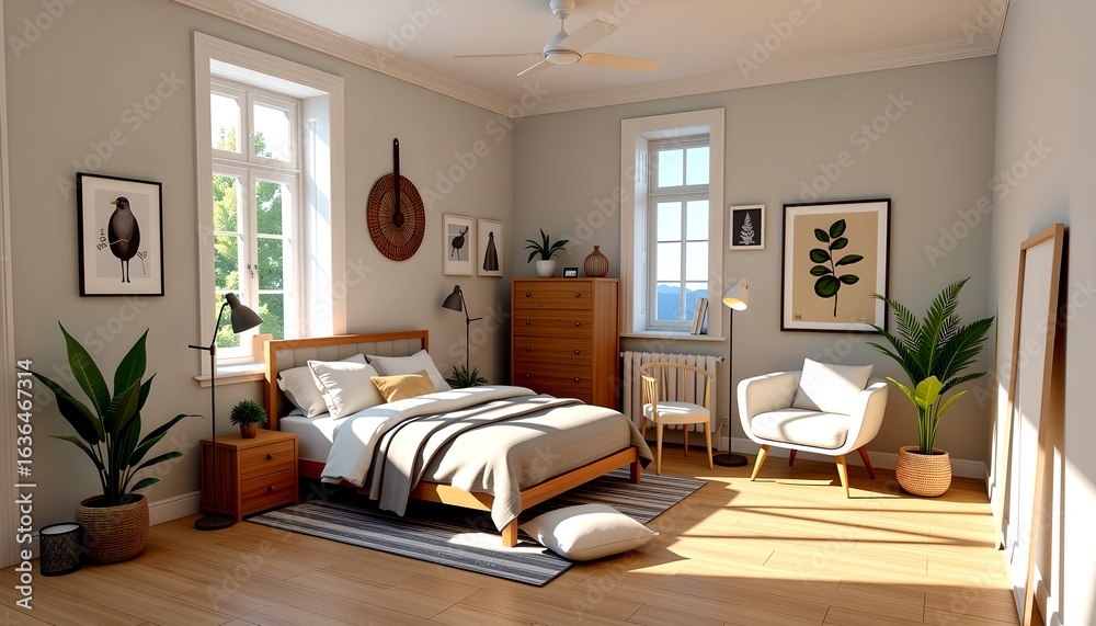 Fototapeta premium Contemporary Bedroom with Modern Aesthetic