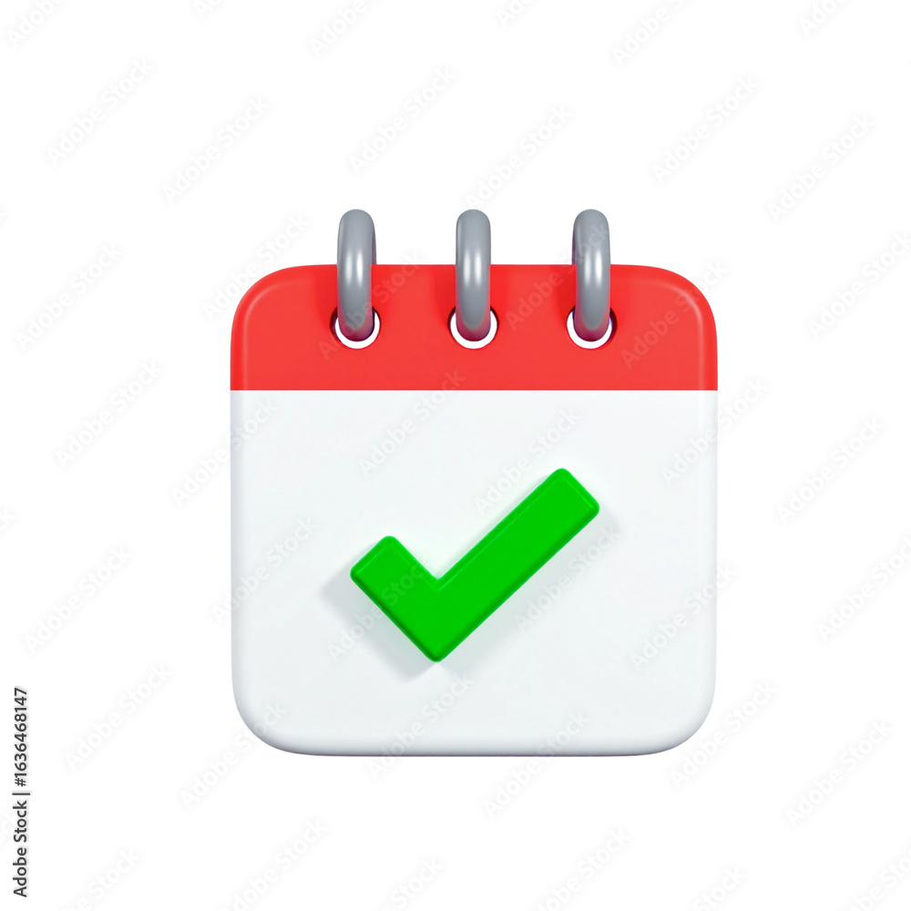 Calendar with green check mark isolated on transparent background Calendar with green check mark isolated on transparent background