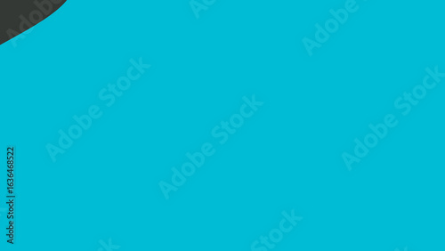 A vibrant turquoise background with a subtle dark curved shape in the upper left corner, creating a modern abstract design.