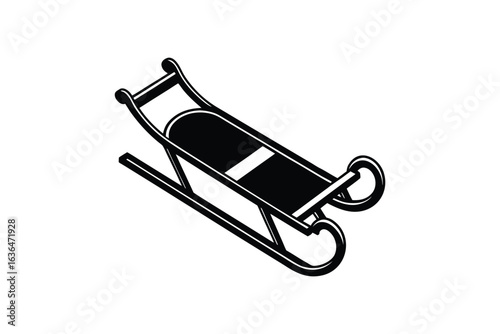 Classic Toboggan Sled Illustration in Black and White Silhouette Style