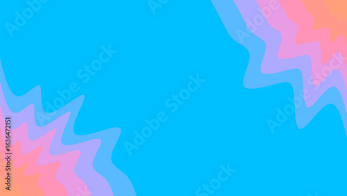 A vibrant abstract background features dynamic wavy shapes in bright blue, pink, and orange, creating a modern and energetic design.