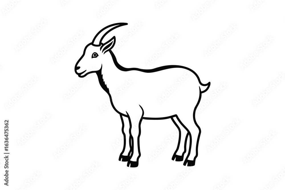 Obraz premium Elegant Goat Illustration in Black and White Silhouette Style