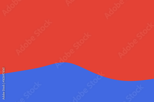 A vibrant abstract graphic features a dynamic wavy line separating a bold red upper section from a tranquil blue lower area, creating a striking visual contrast.