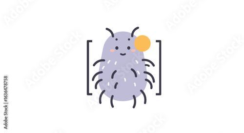 Cute cartoon dust mite character design for allergy awareness and educational material