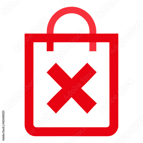 Minimalist Shopping Bag with Red Cross Symbol for Buy Nothing Day Vector