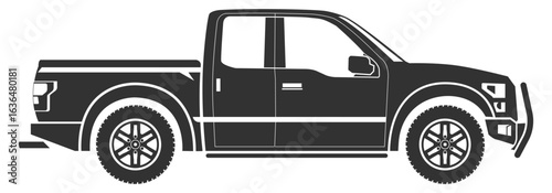 Pickup truck silhouette on transparent background