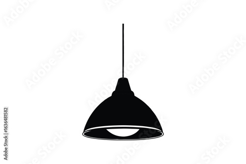 Hanging Pendant Light Fixture with Dome Shade in Black Silhouette