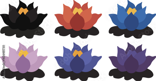 Colorful lotus flower illustrations