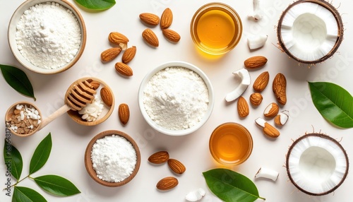 Wallpaper Mural Assortment Of Baking Ingredients On White Background Torontodigital.ca