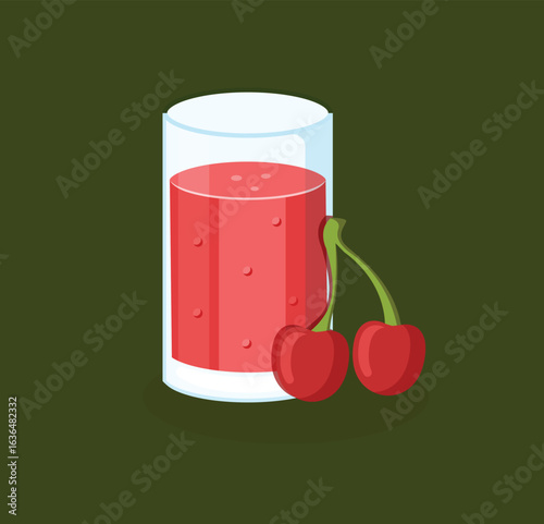glass of juice with cherry