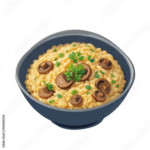 Vector illustration of Risotto food on a plate