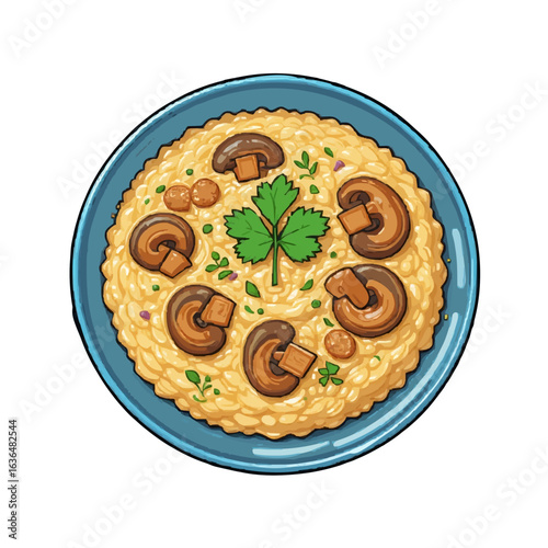 Vector illustration of Risotto food on a plate