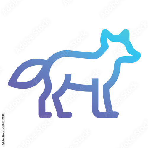 Fox Outline Icon in Gradient Style