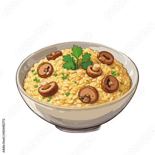 Vector illustration of Risotto food on a plate