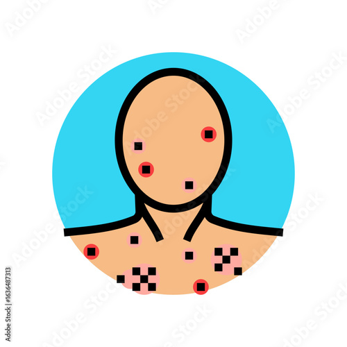 acne adolescence puberty color icon vector illustration