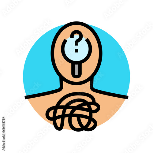 self esteem struggles adolescence puberty color icon vector illustration