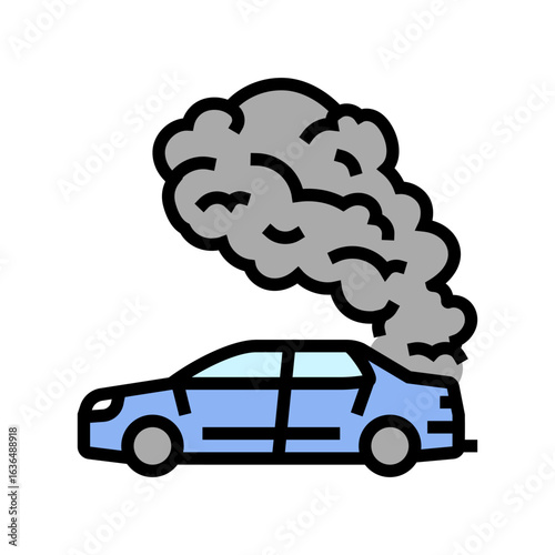 car visible exhaust fumes air pollution color icon vector illustration