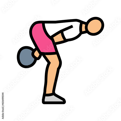 kettlebell swing functional fitness color icon vector illustration