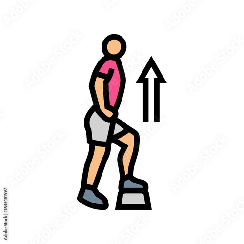 ankle stretch step functional fitness color icon vector illustration