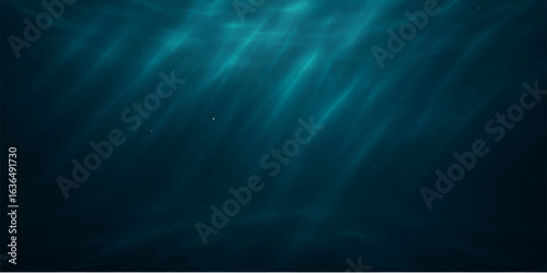 Abstract blue light rays and motion over a dark stormy sea