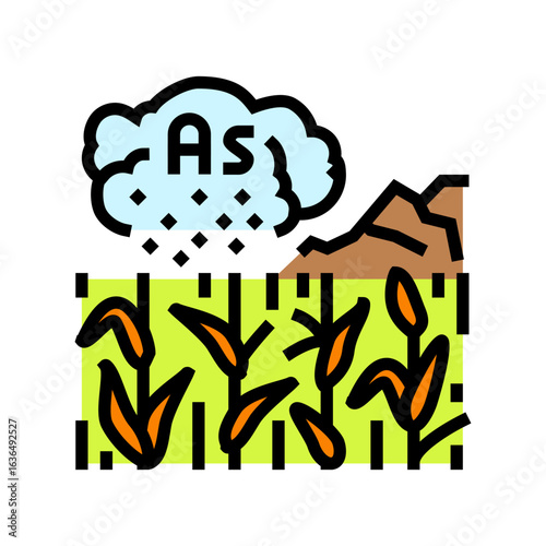 arsenic poisoning crops mining area color icon vector illustration