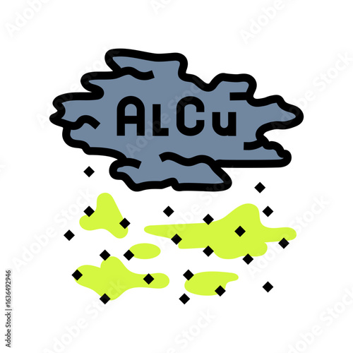 acid rain carrying toxic metals like aluminum copper color icon vector illustration