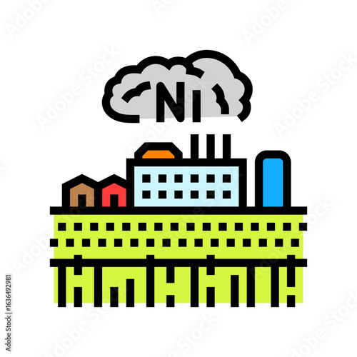 agricultural fields contaminated nickel nearby factories color icon vector illustration