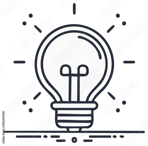 Outline illustration of a light bulb, concept for ideas or innovation, isolated design.