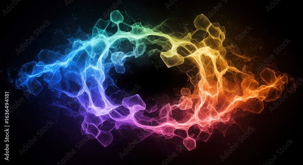 Obraz premium Molecular Structure with Energy Flow