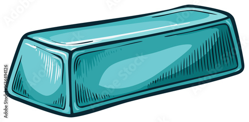 Glossy teal ingot illustration depicting valuable financial asset or treasure bar
