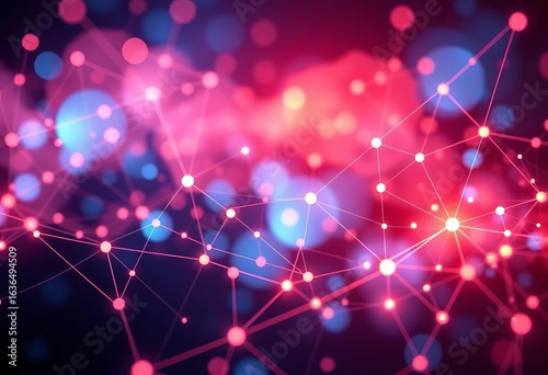 Abstract medical background with interconnected nodes and lines forming a futuristic healthcare network pattern,  vector,  innovation