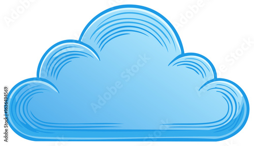 Stylized Blue Cumulus Cloud Illustration with Swirling Details