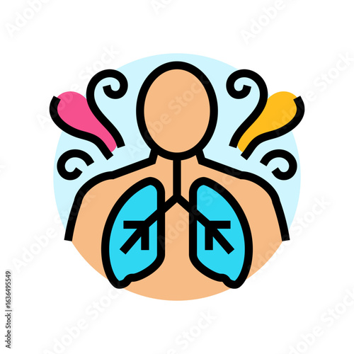breathing technique inclusive fitness color icon vector illustration