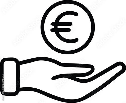 Hand holding and donate euro icon vector illustration.