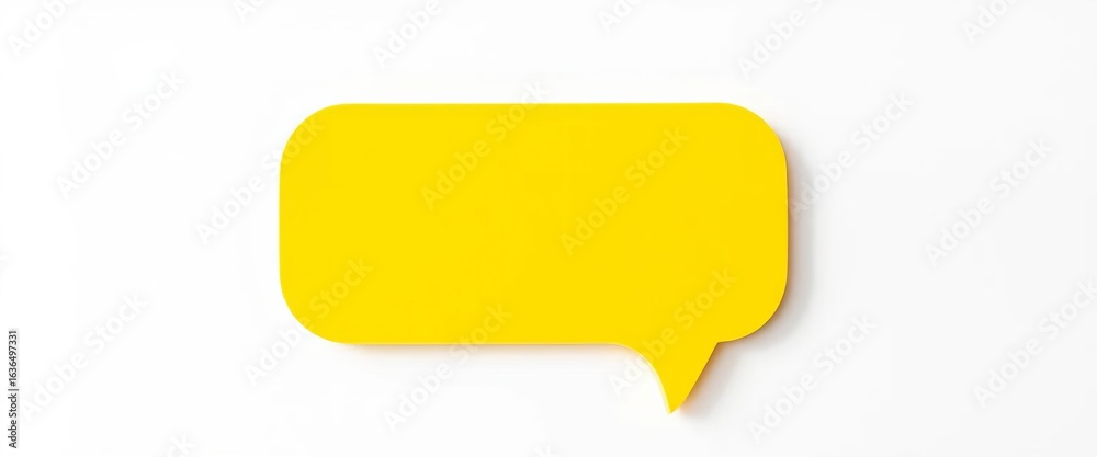 Yellow speech bubble with drop shadow on white background, alert, design Yellow speech bubble with drop shadow on white background, alert, design
