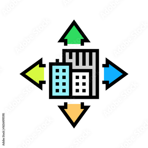 expanding city urbanization color icon vector illustration