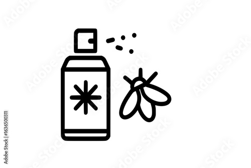 Insecticide spray with bug, pesticide against fly, vector art illustration
