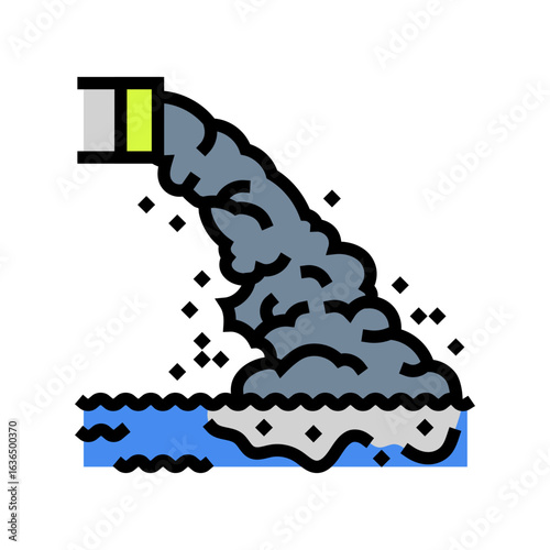 drain pipe releasing dirty water lake color icon vector illustration