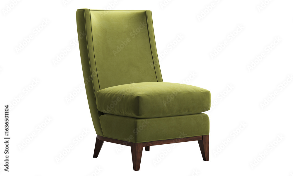 Naklejka premium Classic green velvet fabric upholstery chair. 3d render.