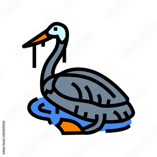 dying bird covered oil color icon vector illustration