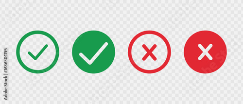Checkmarks and Cross marks indicating selection, choice, approval, and rejection 