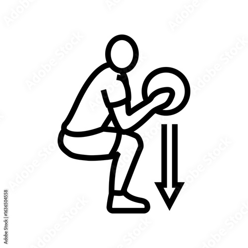 medicine ball arrows functional fitness line icon vector illustration