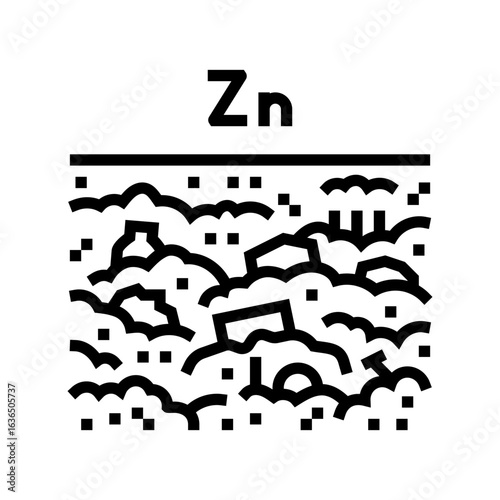 zinc contamination soil due industrial waste disposal line icon vector illustration