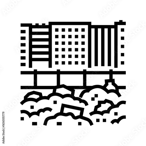 toxic metals e waste affecting urban environments line icon vector illustration